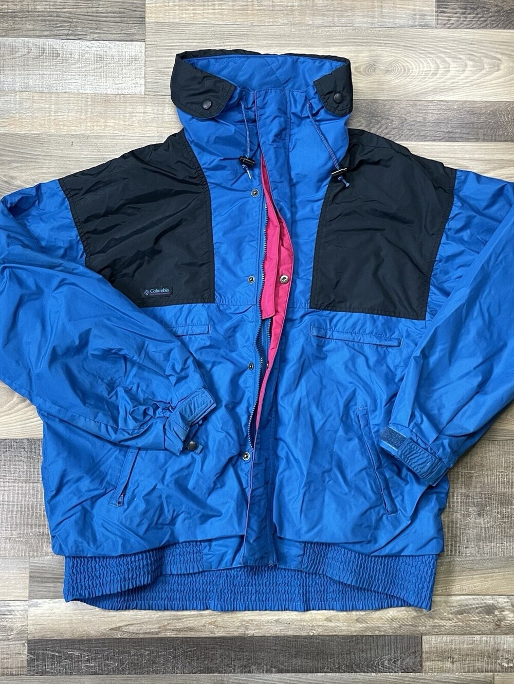 Columbia Vintage 80s 90s Color Block Windbreaker Jacket XL Blue Black Pink Retro